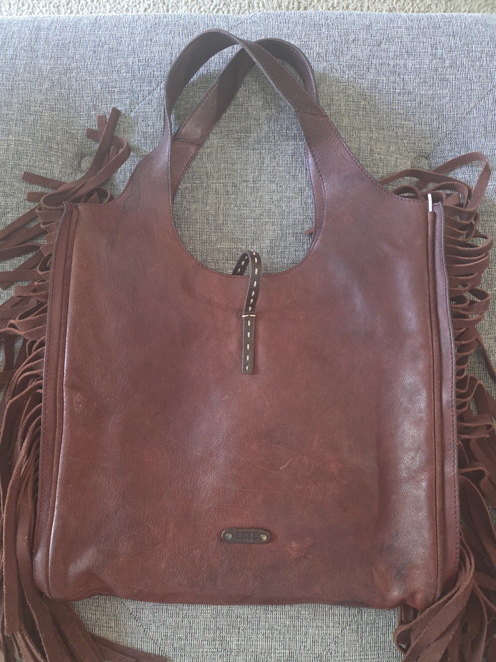 Frye Burgundy Leather Fringe Shoulder Bag